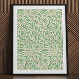 Willow Bough - William Morris Leaf Motif Art Print / Canvas Framed Botanical Pattern Green Leaves Brown Stems, Verdant Masterpiece Prints