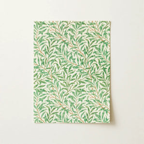 Willow Bough - William Morris Leaf Motif Art Print / Canvas Rectangular Notepad Delicate Pattern Green Leaves Off-white, Verdant