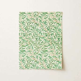 Willow Bough - William Morris Leaf Motif Art Print / Canvas Rectangular Notepad Delicate Pattern Green Willow Leaves Off-white William