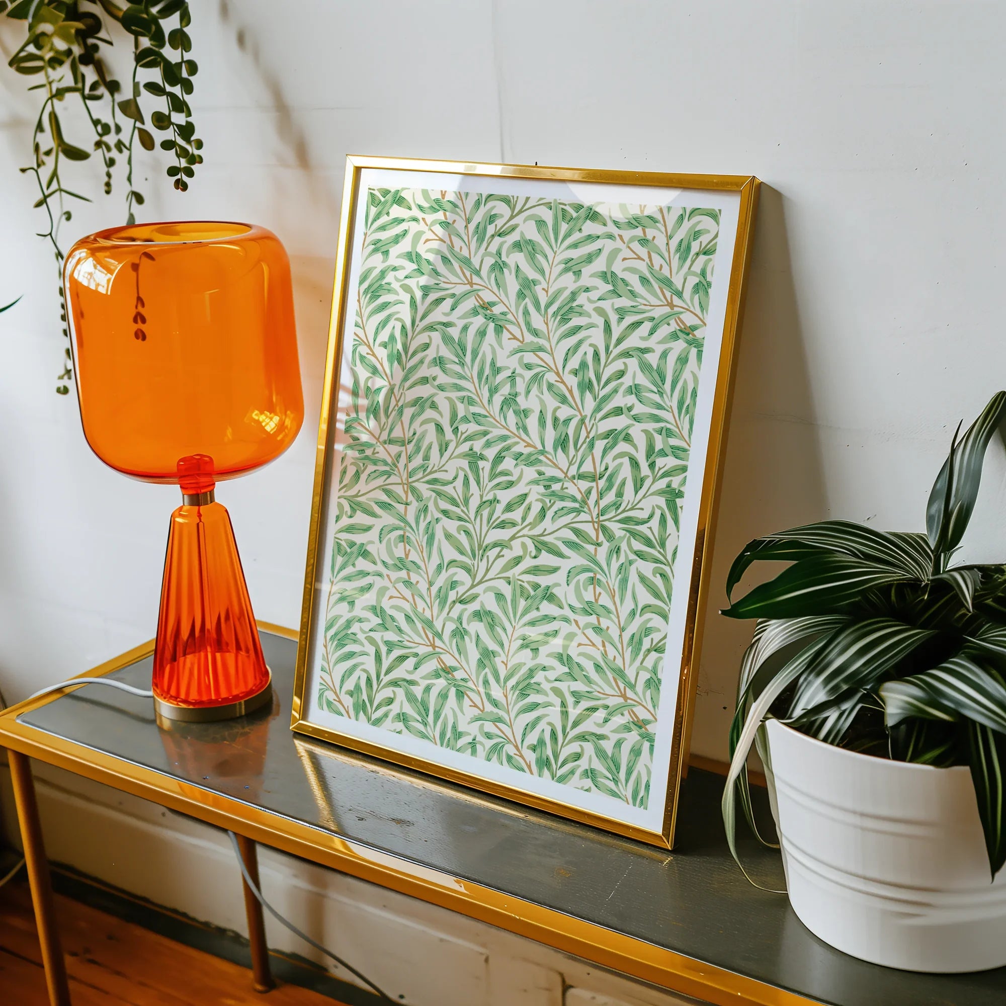 Willow Bough - William Morris Leaf Motif Art Print, Framed Botanical Print Green Leaf Pattern