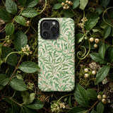 Willow Bough - William Morris Leaf Pattern Phone Case Phone Case Delicate Green Leaf Pattern Off-white Background William Morris Leaf,