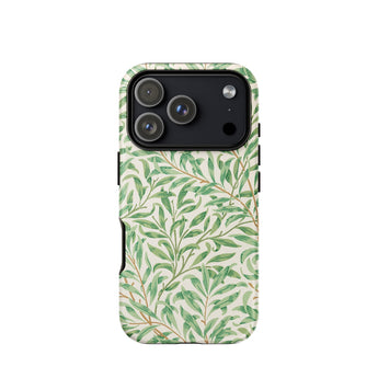 Willow Bough - William Morris Leaf Pattern Phone Case Iphone 17 Pro / Matte Green Leafy Patterned Phone Case Black Camera Cutouts William