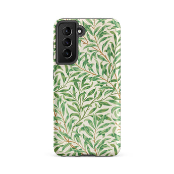 Willow Bough - William Morris Leaf Pattern Phone Case Samsung Galaxy S21 Fe / Matte Phone Case Delicate Green Leaf Pattern Off-white