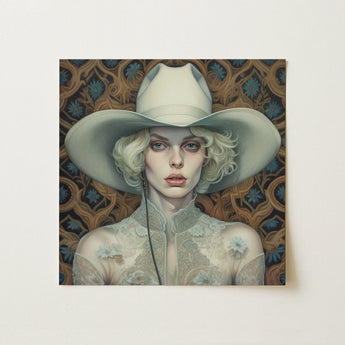 Winnie - Moon Lesbian Cowgirl Art Print / Canvas, 12x12’’ / 31x31cm / Unframed / no Border, Posters Prints & Visual Artwork, Toby Leon