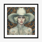 Winnie - Moon Lesbian Cowgirl Art Print, Framed Portrait Person Cowboy Hat