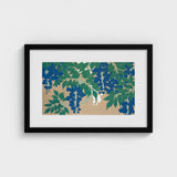 Wisteria from Momoyogusa - Kamisaka Sekka Art Print / Canvas Framed Artwork Stylized Blue Blossoms Green Leaves, Sekka’s, Prints