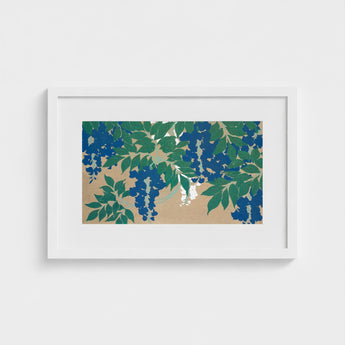Wisteria from Momoyogusa - Kamisaka Sekka Art Print / Canvas Framed Artwork Stylized Blue Blossoms Green Leaves, Sekka’s, Prints
