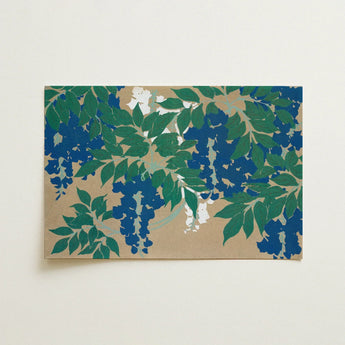 Wisteria from Momoyogusa - Kamisaka Sekka Art Print / Canvas Rectangular Stylized Blue Blossoms Green, Sekka’s, Prints