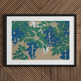 Wisteria from Momoyogusa - stampa d'arte di Kamisaka Sekka / Tela, 30x20’’ / 76x51cm / Cornice nera / Passe-partout, Poster, stampe e arte visiva,