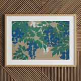 Wisteria from Momoyogusa - stampa d'arte di Kamisaka Sekka / Tela, 30x20’’ / 76x51cm / Cornice naturale / Passe-partout, Poster, stampe e arte visiva