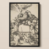 The Witch - Albrecht Durer Art Print / Canvas Black-framed Artwork Detailed Muscular Winged Figure Beast Amidst, Crone Vaults Prints