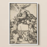 The Witch - Albrecht Durer Art Print / Canvas Framed Black-and-white Mythological Scene Central Figure Beast Surrounded, Crone Vaults Prints