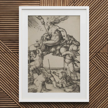 The Witch - Albrecht Durer Art Print / Canvas White Framed Mythological Scene Classical Figures Dynamic Poses, Crone Vaults Prints