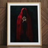 Witch in Red Cloak Art Print / Canvas, 24x32’’ / 61x81cm / Natural Frame / Matboard, Posters Prints & Visual Artwork, Toby Leon