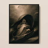 Witch Surfing on a Sieve - Charles Turner Art Print / Canvas, 12x16’’ / 31x41cm / Black Frame, Posters Prints & Visual Artwork, Toby Leon