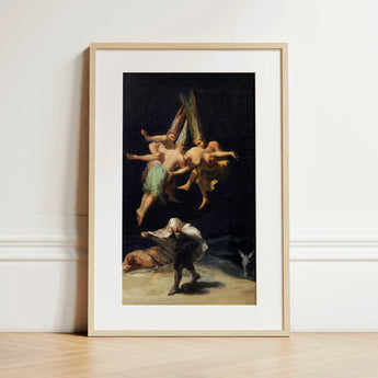Witches’ Flight - Francisco De Goya Art Print / Canvas Framed Art Print Classical Painting Figures Dynamic Motion Witches Flight Hovers,
