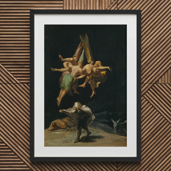 Witches’ Flight - Francisco De Goya Art Print / Canvas Framed Painting Witches Terrified Man Hovers, Prints