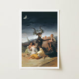 Witches’ Sabbath - Francisco De Goya Art Print / Canvas Framed Dark Moonlit Scene Figures Gathered Witches, Horned Creature Reigns, Prints
