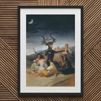 Witches’ Sabbath - Francisco De Goya Art Print / Canvas Framed Mythical Beast Surrounded Figures Crescent Moon Witches, Horned Creature