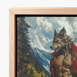 Framed Canvas Painting Muscular Anthropomorphic Wolf Brown Fur Gay Art, Wild Hymn Carved, Print