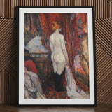 Woman Before a Mirror - Henri De Toulouse-lautrec Art Print / Canvas Black-framed Nude Impressionistic Style Rich Rue Des Moulins, Maison,