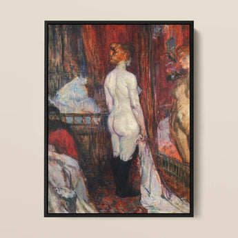 Woman Before a Mirror - Henri De Toulouse-lautrec Art Print / Canvas Framed Painting Nude White Rich Red Rue Des Moulins, Maison, Close,