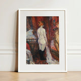 Woman Before a Mirror - Henri De Toulouse-lautrec Art Print / Canvas White-framed Painting Nude Impressionistic Style Rue Des Moulins,