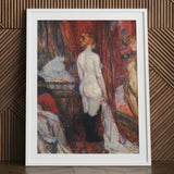 Woman Before a Mirror - Henri De Toulouse-lautrec Art Print / Canvas White-framed Reproduction Pierre-auguste Renoir’s ?The Bather” Nude F