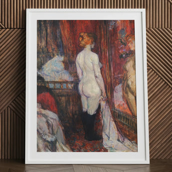 Woman Before a Mirror - Henri De Toulouse-lautrec Art Print / Canvas White-framed Reproduction Pierre-auguste Renoir’s ?The Bather” Nude F