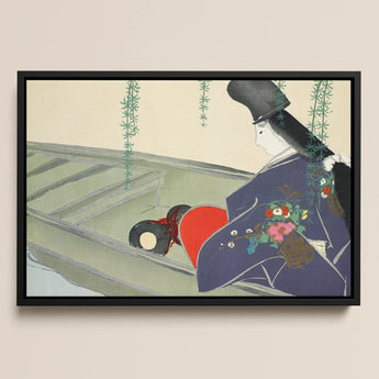 Woman in a Boat - Kamisaka Sekka Art Print / Canvas, 18x12’’ / 46x31cm / Black Frame, Posters Prints & Visual Artwork, Toby Leon