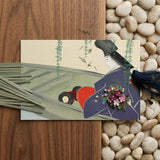 Woman in a Boat - Kamisaka Sekka Art Print / Canvas Delicate Cream-colored Illustrated Postcard Stylized Figure Navy Blue, Lacquered Hull
