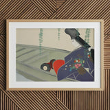 Woman in a Boat - Kamisaka Sekka Art Print / Canvas Wooden Framed Artwork Traditional Japanese Design Figure Dark, Lacquered Hull Prints