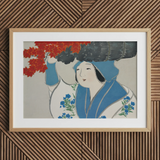 Woman from Momoyogusa - Kamisaka Sekka Meiji Art Print / Canvas, 30x20’’ / 76x51cm / Natural Frame / Matboard, Posters Prints & Visual