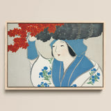 Woman from Momoyogusa - Kamisaka Sekka Meiji Art Print / Canvas, 18x12’’ / 46x31cm / Natural Frame, Posters Prints & Visual Artwork, Toby