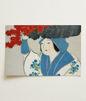 Rectangular Art Print Stylized Illustration Woman Traditional Attire Kamisaka Sekka, Meiji Era’s Artistic Renaissance, Sekka’s