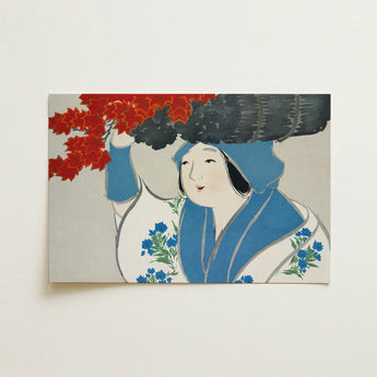 Woman from Momoyogusa - Kamisaka Sekka Meiji Art Print / Canvas Rectangular Art Print Stylized Illustration Woman Traditional Attire
