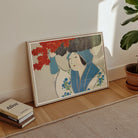 Woman from Momoyogusa - Kamisaka Sekka Meiji Art Print, Framed Artwork Asian-style Illustration Blue Red Gray Tones