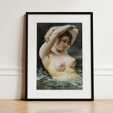 The Woman in the Waves - Gustave Courbet Art Print / Canvas, 12x16’’ / 31x41cm / Black Frame / Matboard, Posters Prints & Visual Artwork,