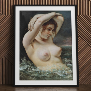 The Woman in the Waves - Gustave Courbet Art Print / Canvas, 24x32’’ / 61x81cm / Black Frame / Matboard, Posters Prints & Visual Artwork,