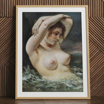 The Woman in the Waves - Gustave Courbet Art Print / Canvas, 24x32’’ / 61x81cm / Natural Frame / Matboard, Posters Prints & Visual Artwork,