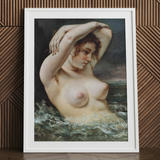 The Woman in the Waves - Gustave Courbet Art Print / Canvas, 24x32’’ / 61x81cm / White Frame / Matboard, Posters Prints & Visual Artwork,
