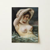 The Woman in Waves - Gustave Courbet Art Print / Canvas Classical Oil Painting Nude Reddish-brown Hair Turbulent, Pulls, English Channel’s