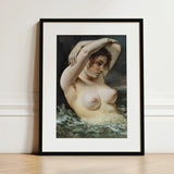 The Woman in Waves - Gustave Courbet Art Print / Canvas Framed Reproduction Classical Painting Nude Water Encased, Pulls, English Channel’s