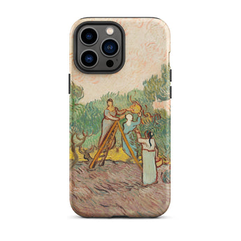 Women Picking Olives - Vincent Van Gogh Iphone Case, 13 Pro Max / Matte, Phone Case Gogh’s Olive Pickers Painting