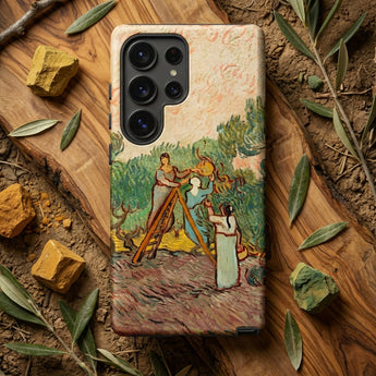Women Picking Olives - Vincent Van Gogh Phone Case Textured Beige Phone Case Reproduction Vincent Gogh’s Gogh, Women Picking Olives,