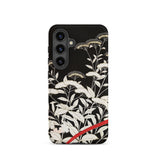 Women’s Kimono with Autumn Plants Phone Case Samsung Galaxy S24 / Matte Black Intricate White Botanical Illustration Delicate Iphone Mobile