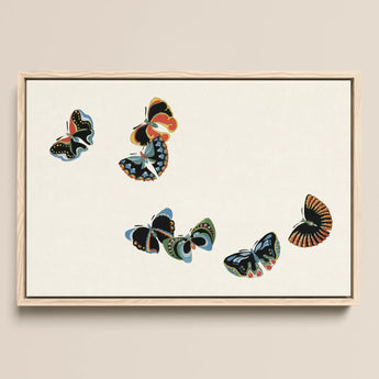 Woodblock Butterflies - Kamisaka Sekka Art Print / Canvas, 18x12’’ / 46x31cm / Natural Frame, Posters Prints & Visual Artwork, Toby Leon