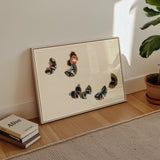 Woodblock Butterflies - Kamisaka Sekka Art Print / Canvas Framed Artwork Colorful Butterfly Specimens, Sekka’s, Meiji Prints