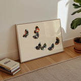 Woodblock Butterflies - Kamisaka Sekka Art Print, Framed Artwork Colorful Butterfly Specimens