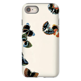 Woodblock Butterflies - Kamisaka Sekka Phone Case Iphone 8 / Matte Smartphone Colorful Butterfly Designs Scattered Cream-colored Background